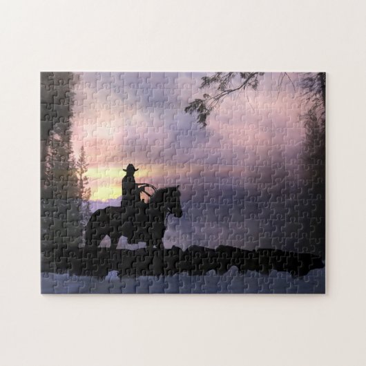 Cowboy- en winterstation legpuzzel (Horizontaal)