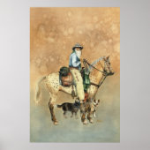 Cowboy en zijn Appaloosa waterverf schilderij Poster (Voorkant)