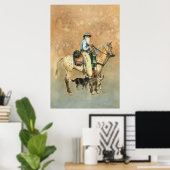 Cowboy en zijn Appaloosa waterverf schilderij Poster (Thuiskantoor)
