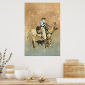 Cowboy en zijn Appaloosa waterverf schilderij Poster (Keuken)