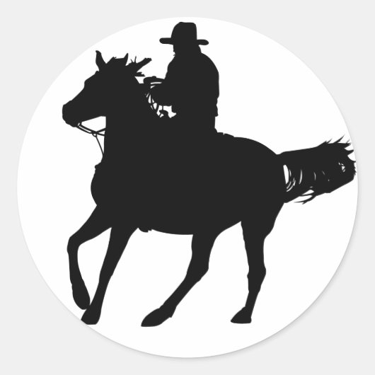 Cowboy en zijn paard ronde sticker (Voorkant)