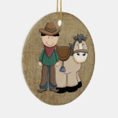Cowboy en zijn Pony en Sheriff Badge Keramisch Ornament (Rechts)