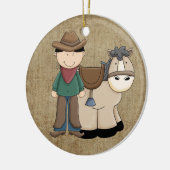 Cowboy en zijn Pony en Sheriff Badge Keramisch Ornament (Links)
