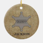 Cowboy en zijn Pony en Sheriff Badge Keramisch Ornament (Achterkant)
