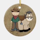 Cowboy en zijn Pony Keramisch Ornament (Voorkant)