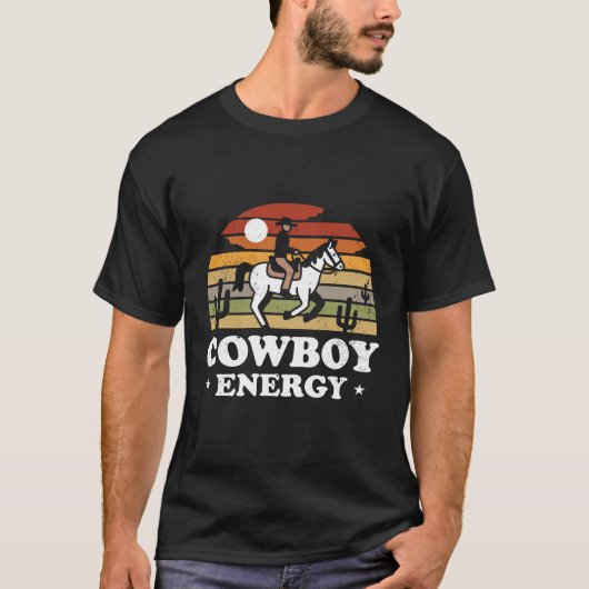 Cowboy Energy Retro Sunset T-shirt (Voorkant)