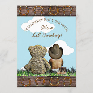 Cowboy Ethnic Baby en Teddy Bear Baby shower Kaart