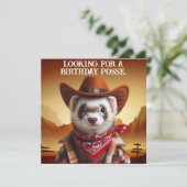 Cowboy Ferret Westerne stijl Verjaardagspose Kaart (Staand voorkant)
