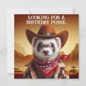 Cowboy Ferret Westerne stijl Verjaardagspose Kaart (Voorkant)