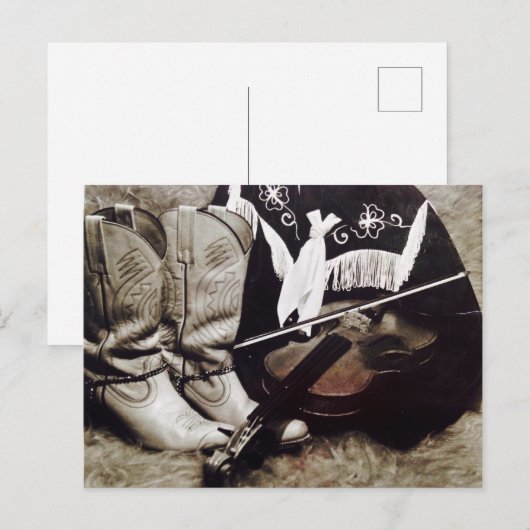 Cowboy Fiddler Briefkaart (Voorkant / Achterkant)