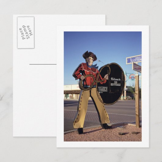 Cowboy-figuur toont de toeristen welkom in Scottsd Briefkaart (Voorkant / Achterkant)