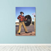 Cowboy-figuur toont de toeristen welkom in Scottsd Canvas Afdruk (Insitu (Houten vloer))
