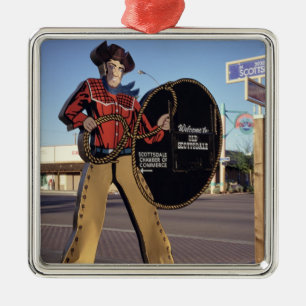 Cowboy-figuur toont de toeristen welkom in Scottsd Metalen Ornament