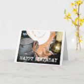 Cowboy, fijne verjaardag kaart (Gele Bloem)