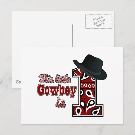 Cowboy First Birthday Briefkaart (Voorkant / Achterkant)