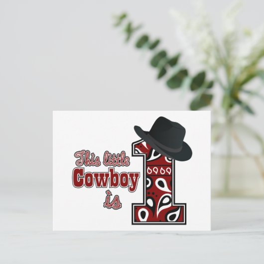 Cowboy First Birthday Briefkaart (Staand voorkant)