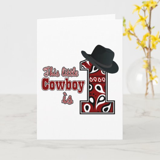 Cowboy First Birthday Kaart (Gele Bloem)