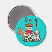 Cowboy First Birthday Magneet (Voorkant / Achterkant)