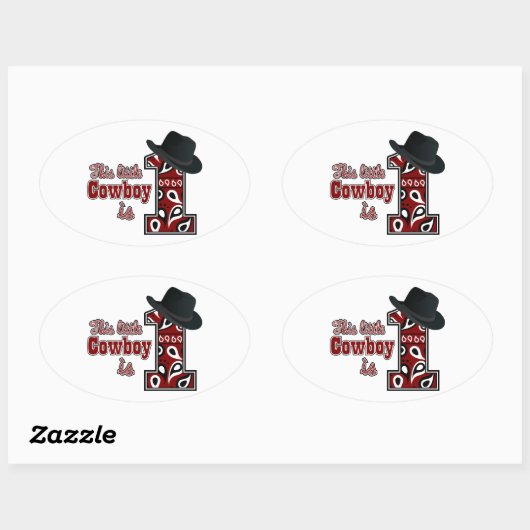 Cowboy First Birthday Ovale Sticker (Vel)