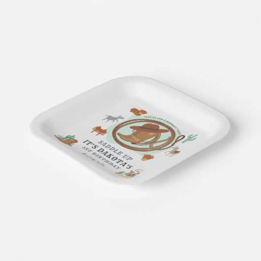 Cowboy First Birthday Papieren Bordje (Gebogen)