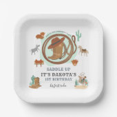 Cowboy First Birthday Papieren Bordje (Voorkant)