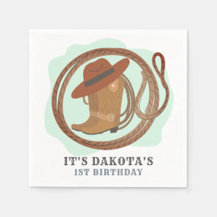 Cowboy First Birthday Party Napkins Servet