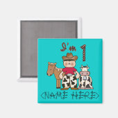 Cowboy First Birthday - Personalized Customized Magneet (Voorkant / Achterkant)