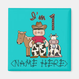 Cowboy First Birthday - Personalized Customized Magneet