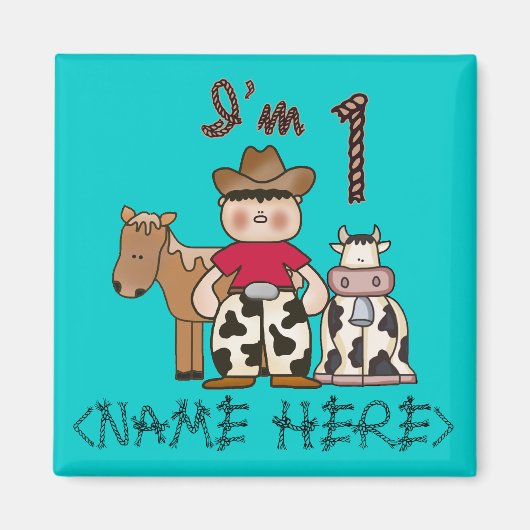 Cowboy First Birthday - Personalized Customized Magneet (Voorkant)
