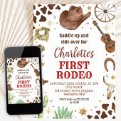 Cowboy First Rodeo 1st Birthday Kaart