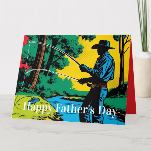 Cowboy Fisherman on Riverbank Kaart (Voorkant)