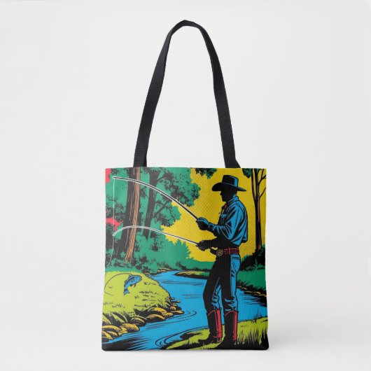 Cowboy Fisherman on Riverbank Tote Bag (Voorkant)