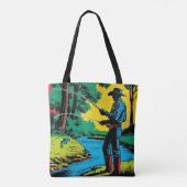 Cowboy Fisherman on Riverbank Tote Bag (Achterkant)