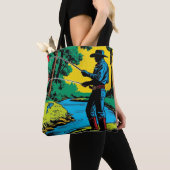 Cowboy Fisherman on Riverbank Tote Bag (Dichtbij)