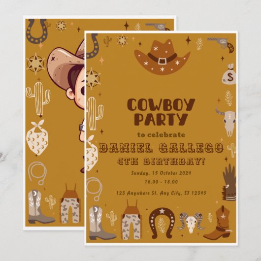 CowBoy flat Holiday Kaart (Voorkant / Achterkant)