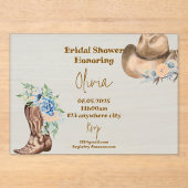 COWBOY FLORAL VRIJGEZELLENFEEST ACRYL UITNODIGINGEN (Voorkant)