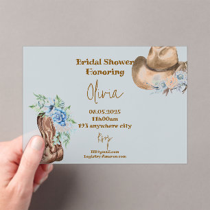 COWBOY FLORAL VRIJGEZELLENFEEST ACRYL UITNODIGINGEN