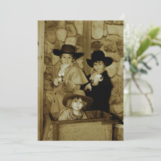cowboy-foto2 feestdagenkaart (Staand voorkant)