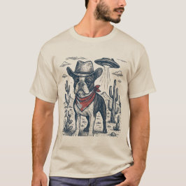 Cowboy Franse Bulldog Alien western T-shirt