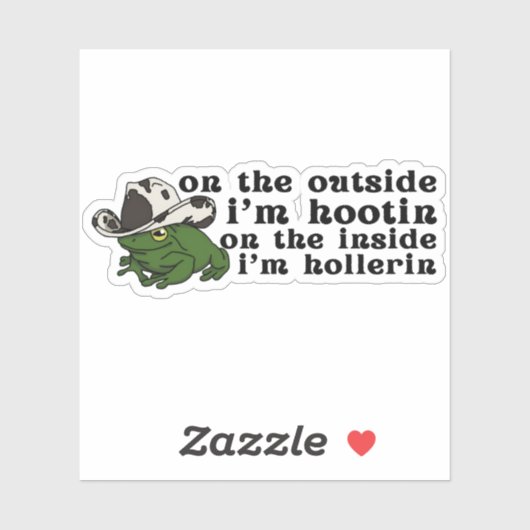 Cowboy Frog, Hootin en Hollerin - Frog Cowboy Pet Sticker (Vel)