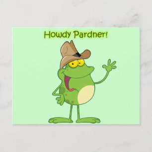 Cowboy Frog Waving Howdy Briefkaart