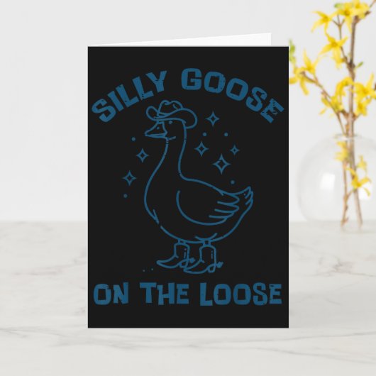 Cowboy Gans Dwaas Loslopend Grappig Dieren Mannen  Kaart (Gele Bloem)