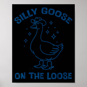 Cowboy Gans Dwaas Loslopend Grappig Dieren Mannen Poster