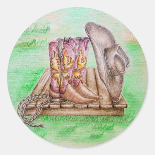 Cowboy Gear Ronde Sticker (Voorkant)