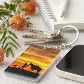 Cowboy Gebed met zonsondergang Sleutelhanger (Voorkant Rechts)
