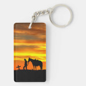 Cowboy Gebed met zonsondergang Sleutelhanger (achterkant)
