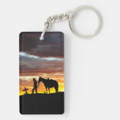Cowboy Gebed met zonsondergang Sleutelhanger (achterkant)