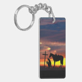 Cowboy Gebed met zonsondergang Sleutelhanger (Voorkant Links)