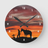 Cowboy Gebed Silhouet Wandklok (Voorkant)