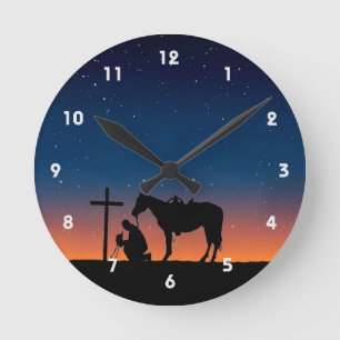 Cowboy Gebed Silhouet Wandklok
